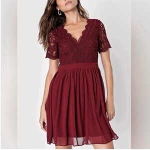 Lulus Angel in Disguise Burgundy Mini Dress Size Small